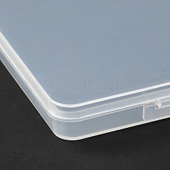 長方形ポリプロピレン（pp）プラスチックボックス  ビーズ保存容器  ヒンジ付き蓋付き  透明  18.4x20x1.7cm  内径：17.3x19.4のCM&nbsp;LS-CON-Z003-05D