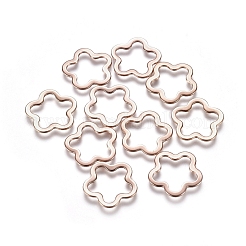 201 ステンレススチールリンクリング  花  ローズゴールド  14x14.5x0.5mm  内径：12x10mm&nbsp;STAS-E484-03RG