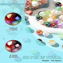 UVメッキ不透明クラックルツートンアクリルビーズ50個  ラウンド  ミックスカラー  16mm  穴：2.7mm  50pc&nbsp;MACR-CJ0001-96
