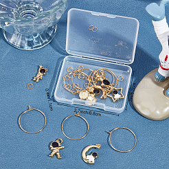 宇宙飛行士のワイングラスチャーム作りキット  真鍮のフープピアスのパーツとエナメルのペンダントを含む  ブラック  36個/箱&nbsp;DIY-BBC0001-19
