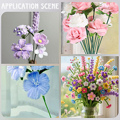 鉄製の茎の花の棒100本  プラスチック製のパーツと  造花ブーケサポート用  グリーン  304x2mm&nbsp;AJEW-SP0003-73A