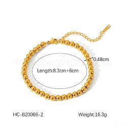 女性用ステンレススチール製ラウンドビーズブレスレット  3-1/8インチ（7.8cm）&nbsp;HY4237-1