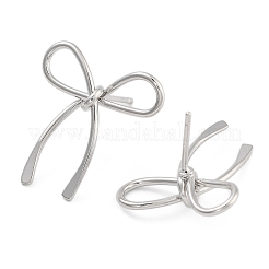 女性用蝶結び真鍮スタッドピアス  プラチナ  19.5x17.5x4.5mm&nbsp;EJEW-S216-04C-P