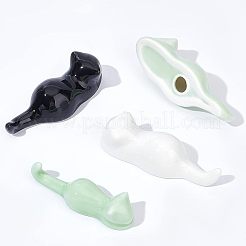 4スタイルの磁器製筆立て4個  猫の形  ミックスカラー  2.45~3.25x8.3~9.5x2.1~2.55cm  1個/スタイル&nbsp;DJEW-NB0001-10