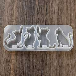 猫の形のペンダント DIY シルエット シリコン型  LEDチップ電球樹脂鋳造金型  UVレジン用  エポキシ樹脂工芸品作り  ホワイト  59x150x15.5mm  穴：10.5mm  内径：38~45.5x24~36mm&nbsp;DIY-K067-02C