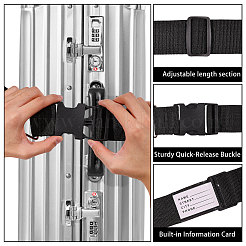 ポリエステル荷物ストラップ  プラスチックバックル付き  ブラック  2220~4050mm&nbsp;AJEW-WH0752-693D
