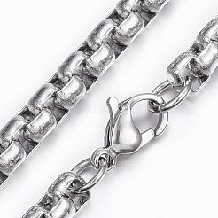 変色しない304ステンレススチールベネチアンチェーンネックレス  カニカン付き  ステンレス鋼色  23.62インチ（60cm）  5mm&nbsp;NJEW-H452-01P
