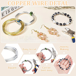 2色銅線2本  正方形  ゴールデン＆シルバー  0.8x0.8mm  5m / pc  1pc /カラー  10 M /箱&nbsp;CWIR-BC0001-38B