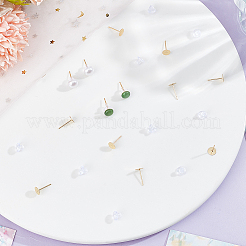 304ステンレススチールスタッドピアス金具100個  フラットラウンド  100個のプラスチック製イヤーナット  24KGP本金メッキ  ピン：0.7mm  ナット：5x7mm  穴：0.8mm&nbsp;STAS-BBC0004-84