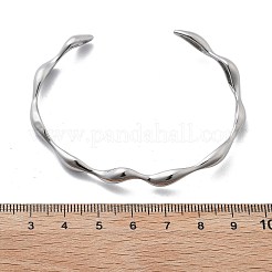 女性用304ステンレススチールカフバングル  ステンレス鋼色  内径：1-7/8 x2-1/2インチ（4.7x6.2cm）&nbsp;BJEW-B108-14P