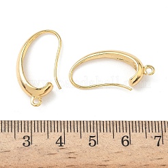 楕円形の真鍮製ピアスフック  ニッケルフリー  カン付き  18KGP本金メッキ  27x5mm  穴：1.6mm  ピン：0.9mm&nbsp;KK-Z136-34G