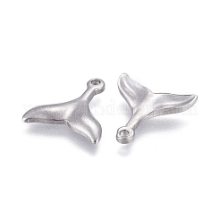 変色しない304ステンレススチールチャーム  レーザー切断  魚尾  ステンレス鋼色  11x11x1.5mm  穴：1mm&nbsp;STAS-F249-14P-02