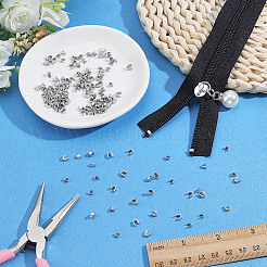 服装アクセサリー  真鍮ジッパーストッパートップボトムストップ  プラチナ  3~4x3~4x2mm  90個/スタイル  2 スタイル  180pc&nbsp;KK-CY0001-17C