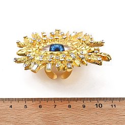 合金ラインストーンオープンカフリング  女性用プラスチック製イーブルアイステートメントリング  ゴールドカラー  usサイズ8 1/4(18.3mm)&nbsp;RJEW-A057-03G