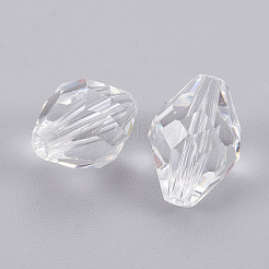 模造オーストリアクリスタルビーズ  グレードAAA  k9ガラス  多面カット  双円錐形  透明  8x11mm  穴：0.9~1mm&nbsp;SWAR-F054-11x8mm-01