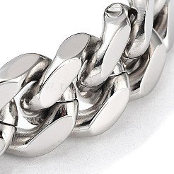 201ステンレススチール製キューバンリンクチェーンブレスレット（男女兼用）  ステンレス鋼色  9-7/8インチ（25cm）&nbsp;LS-BJEW-D031-21A-P-1