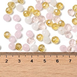 ガラスビーズ  多面カット  ロンデル  ピンク  6x5mm  穴：1mm  約280個/60g&nbsp;EGLA-A034-SM6mm-59