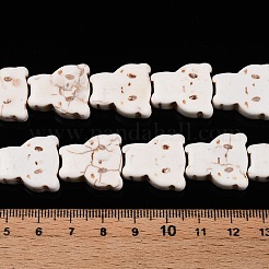 合成ターコイズビーズ連売り  染め  猫の形  フローラルホワイト  20x18x7.5mm  穴：1.2mm  約19個/連  14.76''（37.5センチメートル）&nbsp;UNKW-T001-09