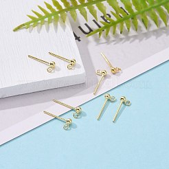 925スターリングシルバースタンドピアスパーツ  スタンプ925個付きイヤリングポスト  18KGP本金メッキ  14mm  ヘッド：5x2.5mm  穴：1mm  ピン：0.7mm&nbsp;STER-K167-042A-G