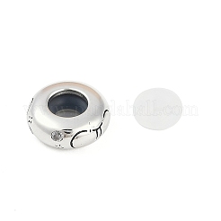 スターリングシルバーのカラフルなキュービックジルコニアのヨーロッパビーズ925個  ロンデルビーズ  双子座  9.5x3.5mm  穴：4.5mm&nbsp;STER-R005-01AS-03