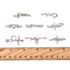 80個 8スタイル 合金 ハートビートリンク コネクターー チャーム  混合図形  アンティークシルバー  30.8~41.2x8.2~19x1.5~2mm  穴：1~2mm  10個/スタイル&nbsp;FIND-FS0004-72