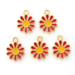 合金エナメルチャーム  花  ライトゴールド  レッド  14x12x2mm  穴：1.6mm&nbsp;ENAM-S121-049E