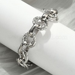 女性用304ステンレススチールローロチェーンブレスレット  ステンレス鋼色  7-1/4インチ（18.3cm）&nbsp;BJEW-S176-01P-B