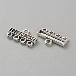 100 個のチベットスタイル合金シャンデリアコンポーネントリンク  カン付き  長方形  アンティークシルバー  12.5x21.5x3mm  穴：2.5mmと1.9mm&nbsp;FIND-WH0431-31I