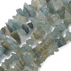 天然石アクアマリンビーズ連売り  粗いビーズ  ナゲット  2~8x6~18x5~14mm  穴：0.5~0.7mm  15.35~16.54''（39~42センチメートル）&nbsp;G-L650-A01-01