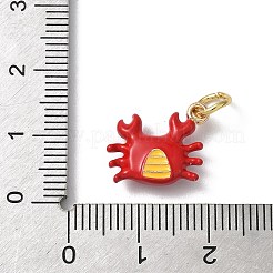 合金エナメルチャーム  ラックめっき  長持ちメッキ  丸カン付き  カニ  12x14x4.5mm&nbsp;KK-H523-05A-G