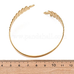 女性用304ステンレススチールカフバングル  小麦の穂  ゴールドカラー  内径：2.48インチ（6.3cm）&nbsp;BJEW-Z173-01G