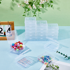 ヒンジ付き蓋付きプラスチックビーズ容器  正方形  透明  7.7x7.35x2.45cm  内径：7x6.95のCM&nbsp;CON-WH0086-222