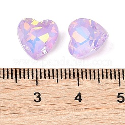 ガラスカボション  多面カット  ハート  ライラック  10x10x4.5mm  45個/セット&nbsp;GLAA-N0028-08F