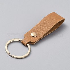 鉄とPUレザーのキーホルダー  長方形  砂茶色  9.5cm&nbsp;KEYC-WH20005-01N