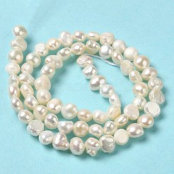 天然ケシパールビーズ連売り  養殖淡水真珠バロックパール  グレード3 A  研磨両側  パパイヤホイップ  5~5.5x5.5~7x3~4mm  穴：0.5mm  約66個/連  13.54~13.66インチ（34.4~34.7cm）&nbsp;PEAR-E017-28