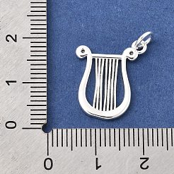 真鍮マイクロパヴェクリアキュービックジルコニアペンダント  ハープチャーム  鉛フリー＆カドミウムフリー  長持ちメッキ  ラックめっき  銀  18.5x15x1.5mm  穴：3mm&nbsp;KK-Z147-18S