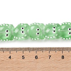 透明ガラスビーズ連売り  エナメル  カニ  薄緑  12~13x13~14x6~7mm  穴：1mm  約30個/連  13.39インチ（34cm）&nbsp;LAMP-L078-010G