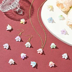 90個9スタイルアクリルパーツ  ABカラーメッキ  ゴールデン真鍮パーツ  花  ミックスカラー  15mm  穴：2.4mm  10個/スタイル&nbsp;PALLOY-CJ00072