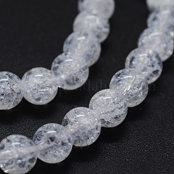 天然石クラッククオーツビーズ連売り  ラウンド  6mm  穴：0.8mm  約60~65個/連  37cm&nbsp;G-K285-02-6mm