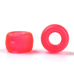 透明プラスチックビーズ  艶消し  バレル  サクランボ色  9x6mm  穴：3.8mm  約1900個/500g&nbsp;KY-T025-01-A05
