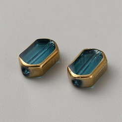 ガラスビーズ  エッジメッキ  長方形  ディープスカイブルー  10x6.5x3mm  穴：1mm  5個/袋&nbsp;GLAA-WH20002-14D