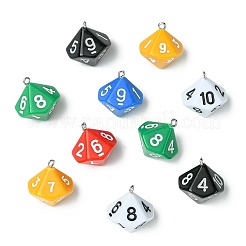 30個6色アクリルパーツ  プラチナアイアンループ付き  [10]面  サイコロ  ミックスカラー  25x21.5x21.5mm  穴：2mm  5個/カラー&nbsp;OACR-CJ0002-47