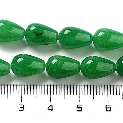 天然マレーシアジェイド染めビーズ連売り  ティアドロップ  グリーン  12x8mm  穴：1.2mm  約33~34個/連  15.16~16.54''（38.5~42センチメートル）&nbsp;G-B106-A09-02