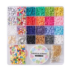 DIY ブレスレット ネックレス メイキング キット  ポリマークレイ、アクリル、天然貝殻、プラスチックベッドを含む  合金ペンダント  フラワー＆イミテーションパール＆リーフ＆クラウン＆ハート  はさみ  ミックスカラー&nbsp;DIY-YW0007-52