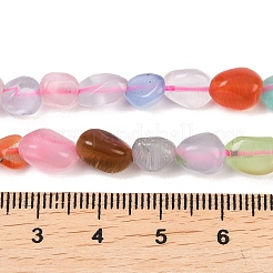 キャッツアイビーズ連売り  ナゲット  ミックスカラー  6~12x5~7x3.5~4.5mm  穴：0.7~0.8mm  約21~24個/連  7.87''~8.39''（20~21.3センチメートル）&nbsp;G-K395-B10-01