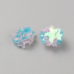 蓄光透明樹脂カボション  暗闇で光る花  ピンク  12x11x6.5mm&nbsp;CRES-TAC0001-009B