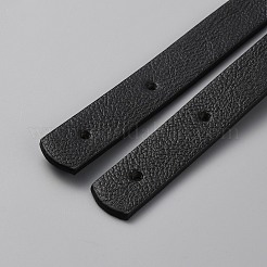Puイミテーションレザーバッグハンドル  巾着バッグ修理交換用  鉄リベット付き  ブラック  60.3x1.8x0.28cm  穴：3mm  2pc&nbsp;FIND-WH0002-59D