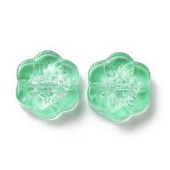 透明なスプレー塗装ガラスビーズ  梅の花  ミディアムシーグリーン  10x11x4mm  穴：1mm&nbsp;GLAA-I050-02C
