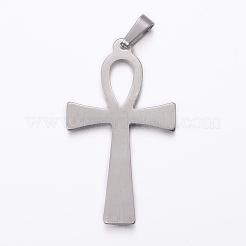 304ステンレスペンダント  アンククロス  ミックスカラー  44.5x25.5x3mm  穴：8x4mm&nbsp;STAS-H384-05