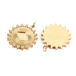 304ステンレススチールペンダントカボションセッティング  丸カン付き  フラットラウンド  14KGP本金メッキ  トレイ：9x6mm  23x20x2mm  丸カン：3.8x0.5ミリ  2.8mm内径&nbsp;STAS-S116-228G